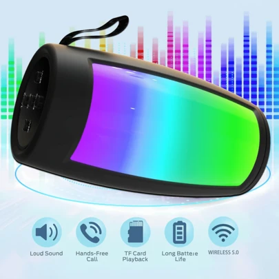 Altavoz Bluetooth portátil, compacto y elegante, con sonido estéreo y volumen alto. Perfecto para escuchar música y ver películas en dormitorios o apartamentos. También se puede usar para andar en bicicleta, correr o hacer senderismo.