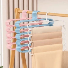 5-Layer Multifunctional Pants Rack, Wardrobe Space Saving Hanging Pants Rack, Household Anti Slip Multi-Layer Pants Storage Hanger, Multi-Purpose Hair Clip Storage Rack (3 Pieces) - Hồng - Xem 4