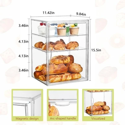 YOUFUNIQUE Multi-Layer Bread Box, Medicine Storage Box, Multi-Functional Cosmetic Storage Box, Clear Acrylic Food Storage Box , Stackable Pastry Display Case For Bread, Cupcakes, Desserts