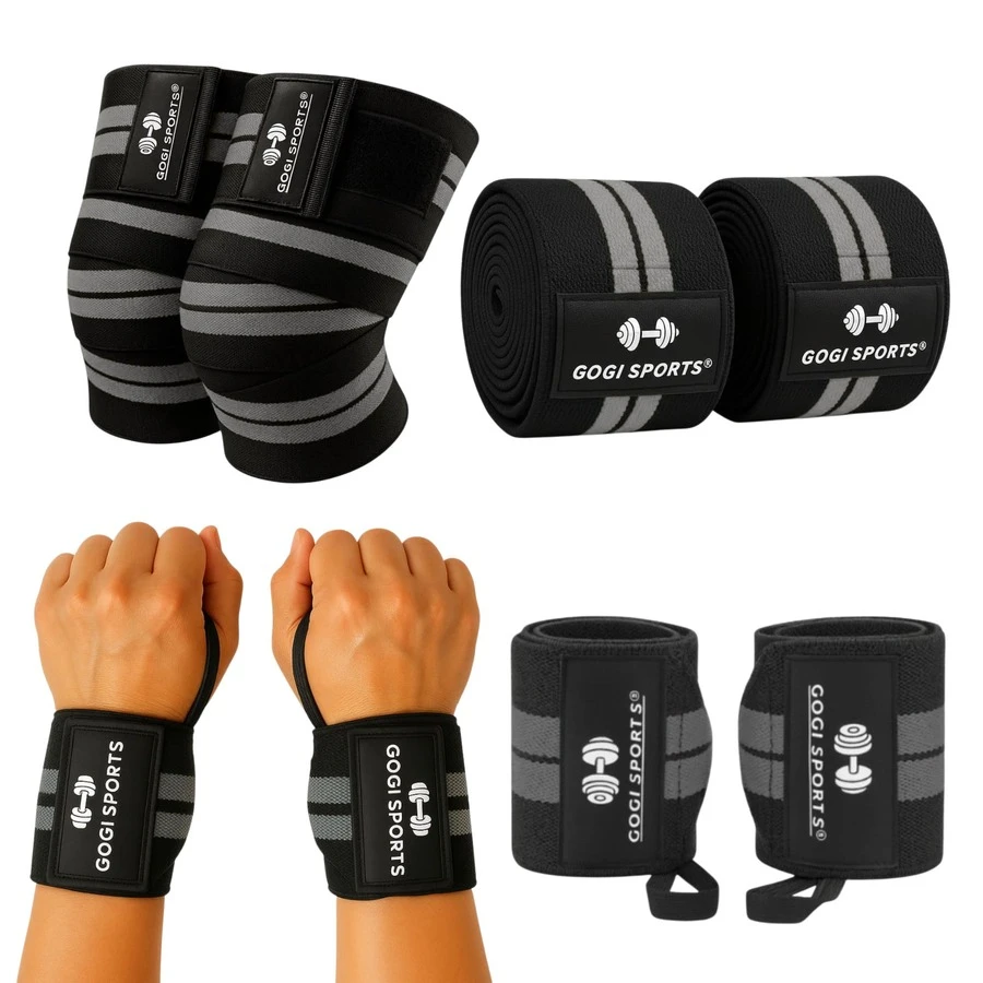 GOGI SPORTS Knee Pads + Wristbands Bandages Kit For Sports Training Support Protection