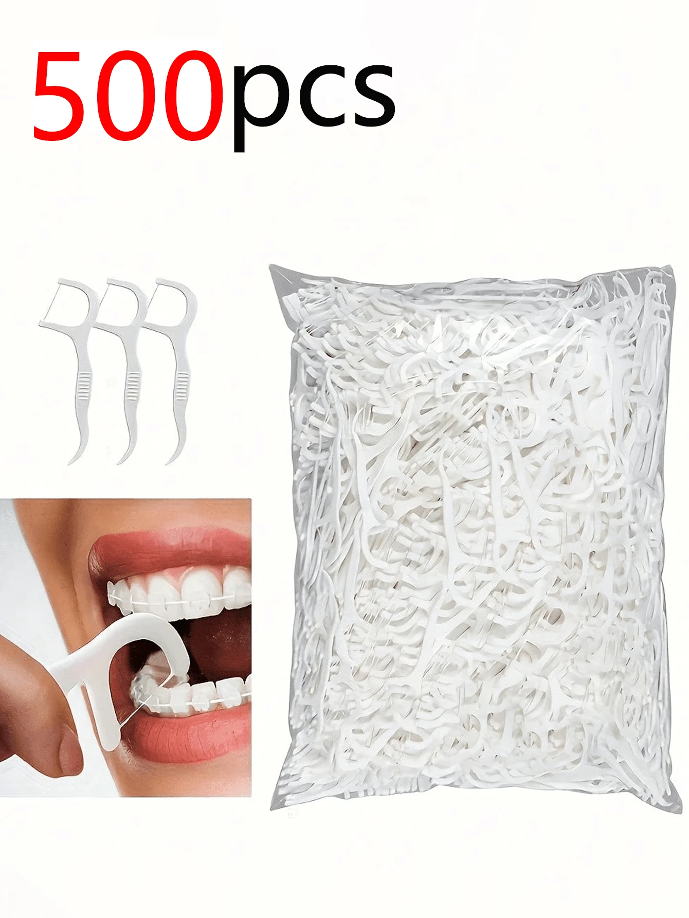 Gói combo 500/300/100/50 sợi chỉ nha khoa, chỉ nha khoa làm sạch sâu, chăm sóc răng miệng đúng cách, chỉ nha khoa dùng một lần tiện lợi, cần thiết cho du lịch và sử dụng hàng ngày. - Nhiều màu - Xem 1