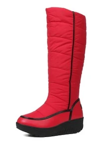 Fashion Women's Winter Boots Round Toe Waterproof Lined Detail Faux Fur Non Slip Thick Sole Thermal Knee High Boots - 紅色 - 查看 8