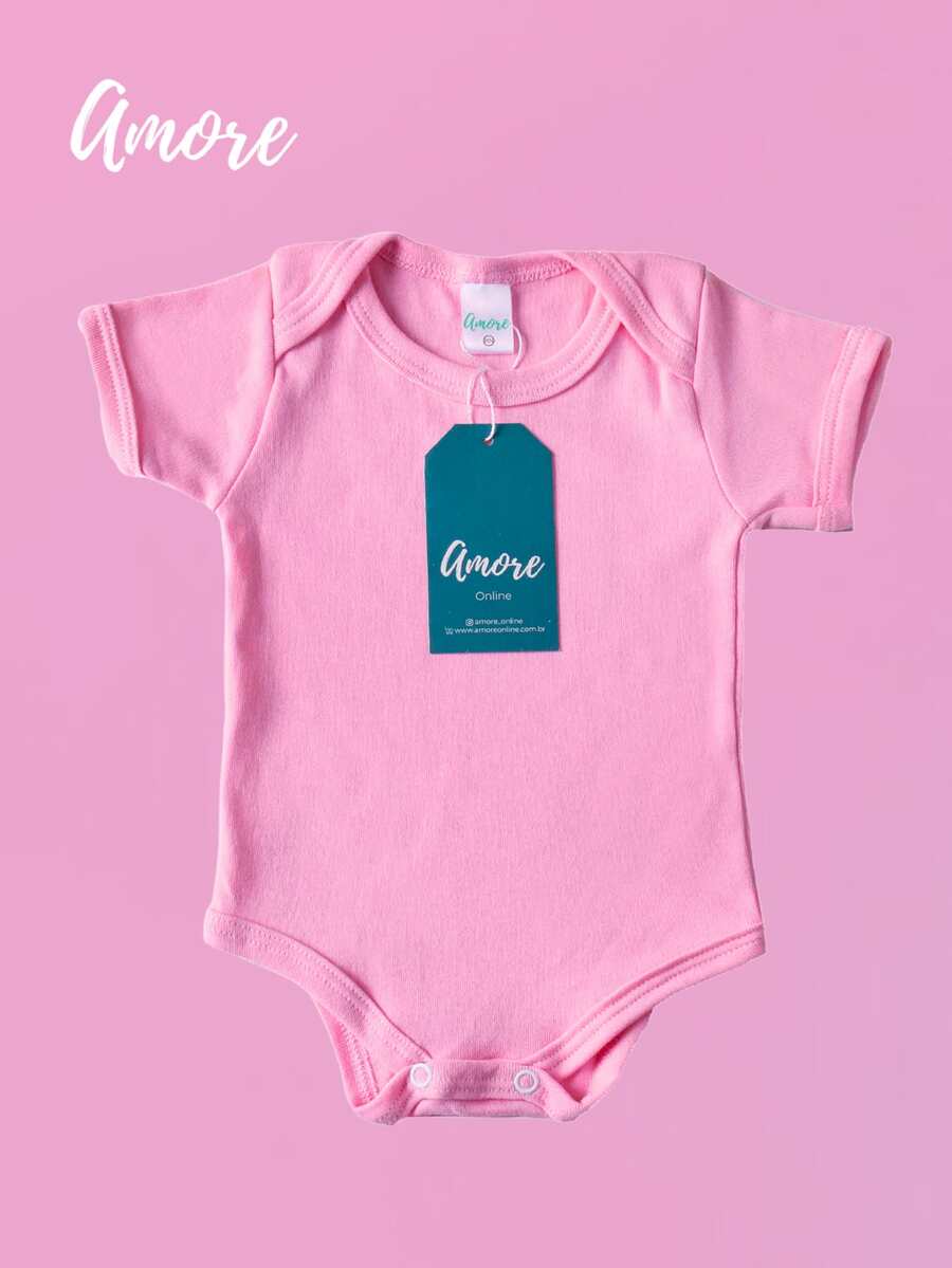 Roupa de Bebê Body Rosa Claro - Rosa chiclete - Visão 1