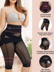 2 PCS High Waist Shaper Leggings For Women Tummy Control Butt Lifting Seamless Shapewear Thigh Slimming Body Shaper Panties - 黑色*2 - 查看 3