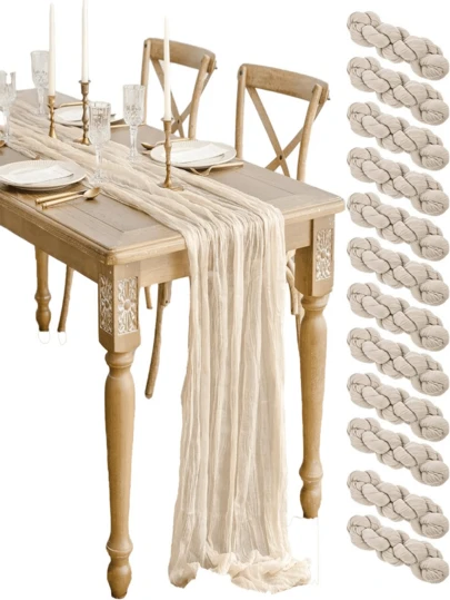 1件/5件装纯色桌旗，简约涤纶桌布装饰，适用于餐桌