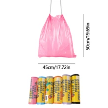 Paquete de 10 rollos con 200 bolsas de basura con cordón de 200 colores: extra gruesas, duraderas, a prueba de fugas, resistentes al calor, sin olores, ideales para cocinas, baños y oficinas. - Gris - Ver 3