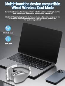 Wireless Low-Delay Over-Ear Headphones, Bluetooth Headset With Radio Function, Plug & Wireless Support, Rechargeable Headphones For Gamers, Movie Lovers & Gifts - Silver - View 8
