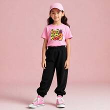 Camiseta Infantil Ombro A Ombro Blusinha Manga Curta Estampada Variedades Frutas 100% Algodão Premium Camiseta Infantil Para Meninas - Rosa chiclete - Visão 1