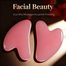 Facial Gua Sha Tool Resin Massager, Heart Triangular Shape Face Scraper, Beauty Massage Stick For Jawline Cheekbone, Lymphatic Drainage Skin Care Tool - 淺粉色 - 查看 2