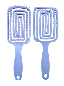 Elegant Hollow Round Hair Comb, Pink Handle, Made Of ABS Material, Curved Bristles, Can Create Voluminous Hairstyles And Massage Scalp, Lightweight And Easy To Brush, Suitable For Thick Hair And Daily Hair Care.