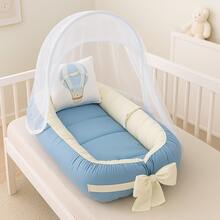 Baby Crib Reducer Nest With Mosquito Net Arch, Various Colors - Baby Blue - View 3