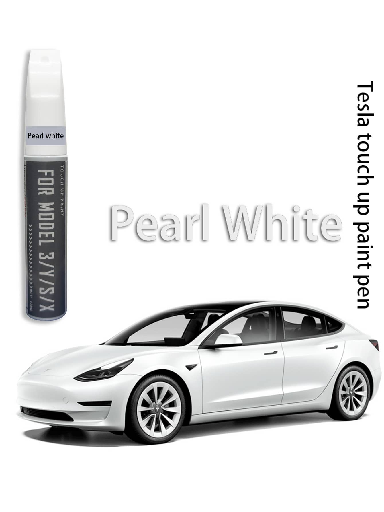 特斯拉车漆划痕修复笔,适用于 Model Y、Model 3、Model X 和 Model S,颜色包括珍珠白、星空蓝、火焰红、深海蓝和银色。这款车漆划痕修复笔套装包含配套的油漆笔,经久耐用,防水防锈。 - 特斯拉補漆筆 - 查看 1