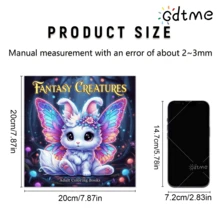 1本可爱奇幻生物成人涂色书，包含各种萌趣奇幻生物图案，24页大胆独特的设计，舒适可爱，适合作为圣诞节、新年、生日、派对、返校礼物，尺寸为7.9*7.9英寸。