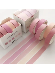1 Set Of 5 Rolls Mixed Color Decorative Washi Tape, Suitable For Arts, DIY Crafts, Scrapbooking, Planners, Gift Wrapping And Creative Basic Tapes, Multi-Color Options - Multicolor - View 6