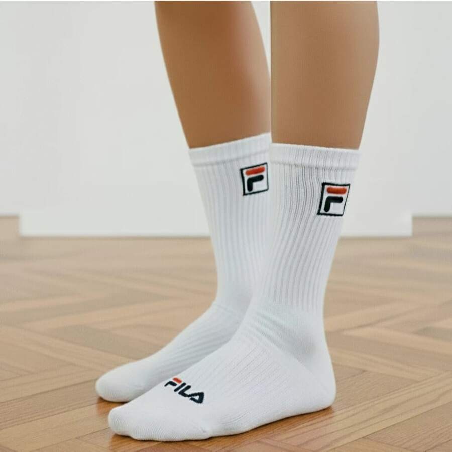 Kit Of 3 Pairs Of Fila High-Top Logo Socks With Original Color - White - View 1