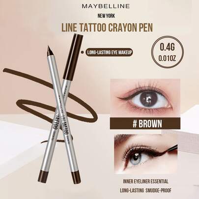 Maybelline Bút kẻ mắt dạng gel LINE TATTOO #ĐEN 0,4G/0,01OZ - Bút kẻ mắt dạng gel chống nước, lâu trôi, màu sắc phong phú, trang điểm mắt sâu, lý tưởng cho người mới bắt đầu sử dụng, trang điểm mắt 3 bước trông to hơn, kết cấu dạng kem, chống nhòe, chống mồ hôi, trang điểm hàng ngày, quà tặng hoàn hảo cho bạn gái