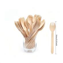 100pcs/Pack 100% Natural Birchwood Disposable Mini Dessert Spoons, 3.8 Inch/10cm, Suitable For Eating Desserts, Cakes, Ice Cream, Picnics, Camping, Parties, Summer Dinners, Portable - Multicolor - View 4