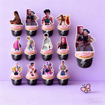 12 Stück K-Pop Teufel Jäger Cartoon Geburtstags Anime Themen Party Kuchen Dekoration Einsätze - Geeignet für Familienfeiern, Geburtstags-Themen, täglichen Gebrauch