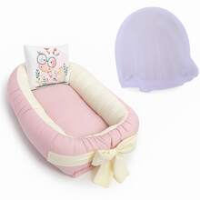 Baby Crib Reducer Nest With Mosquito Net Arch, Various Colors - PINK SALT - View 3