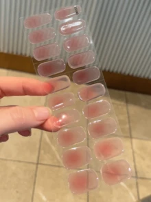 万圣节EMI水晶凝胶美甲贴纸，透明底胶，20片装，需配合UV灯使用，沙龙品质，持久耐用，ES20跨境批发单件直发，与红色美甲贴纸同款，指尖美甲贴纸 - 淺粉色 - 查看 5