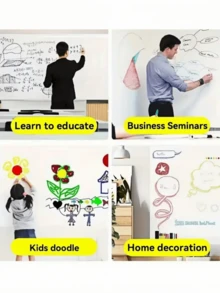 1卷自粘白板/黑板墙贴，带板擦，办公及家居装饰帆布留言板 - 彩色 - 查看 2