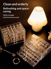 5-Layer 120-Compartment Jewelry Storage Boxes, Drawer-Style Rings, Earrings, Necklaces, Jewelry Sorting Boxes, Jewelry Storage Boxes, Jewelry Display Boxes, DIY Jewelry Storage Boxes, Transparent Jewelry Accessory Storage Boxes, Multi-Functional Storage Boxes - 透明色 - 查看 2