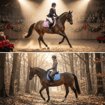 TGW RIDING Luxury Satin Saddle Pad, Elegant Pleated Butterfly Knot Design With Edging, Premium Fabric, Luxurious And Graceful, Thick Padding, 100% Cotton Lining, Embroidered Personalized Slogans On Saddle Pad Seam, Your Horse Deserves It! Shining Equestrian Competition Arena!