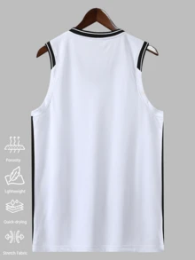 Camisetas de baloncesto personalizadas - Transpirables, amigables con la piel, de secado rápido, diseño unisex para primavera/verano, personalizables con patrones/logotipos/nombres/números - Blanco - Ver 4