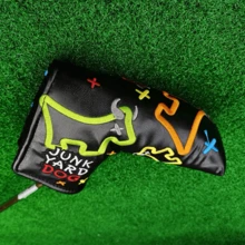 Joker Mallet 推杆套设计适用于高尔夫球头推杆头套，PU 皮革，带钩环扣和刺绣标志