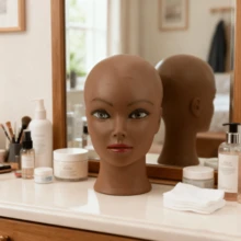 Professional Hairdressing Training Bald Male And Female Mannequin Heads, Suitable For Wig Styling, Eye Makeup Application And Hat Display Purposes (Size: 21 Inches). - Dark Brown - View 7