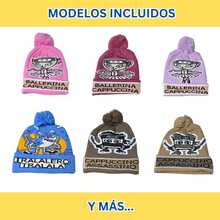12 piezas surtidas de Gorro infantil tejido con personajes de Brainrot italiano, modelos Tralalero Tralalá, Ballerina Capuccina y Cappuccino Assassino, suave y cálido, con pompón y diseño cómodo para invierno - Brainrot - Ver 2
