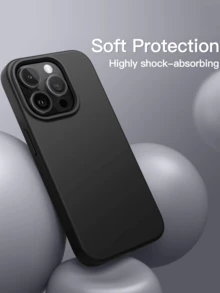 Liquid Silicone Case Compatible With IPhone 17 16 15 14 13 12 11 Pro Max Mini Plus Air 8 7 6s Plus Se3 Se2 Case, , Full Body Protective Cover, Slim, Soft Matte, Anti-Fingerprint (Black) - Black - View 3