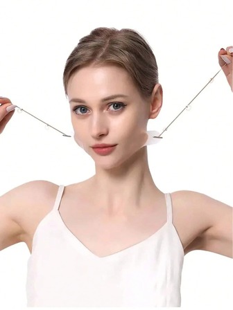 40 st V-formade ansiktslyftningstejper + 4 st elastiska band, transparent osynlig lyfttejp