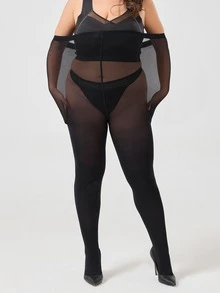 1 Pair Women's 40D Sexy Black Pantyhose, Sheer Tights, Fashionable Minimalist Opaque Leggings - Black - View 7