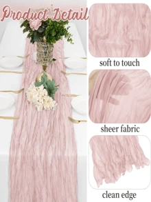 12/6/3Pcs Cheesecloth Table Runner Spring Decor 10ft Boho Gauze Cheese Cloth Runner For Easter Tea Wedding Party Baby Bridal Shower Birthday Table Decorations - Multicolor - View 5