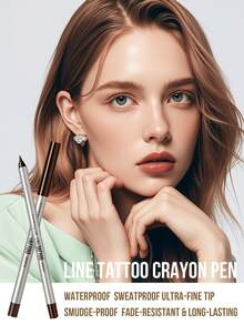 Maybelline LINE TATTOO CRAYON PEN #BLACK 0.4G/0.01OZ - HOT, Long-Lasting Waterproof Gel Eyeliner, Rich Pigment Deep-Set Eye Makeup, Ideal For Beginners to Use, 3-Step Bigger Eye Smrl, Creamy Texture Look-Pro - 棕色 - 查看 3