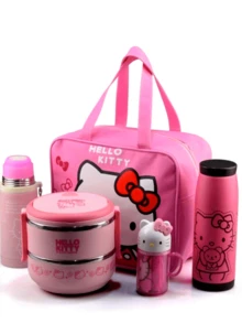 1 túi đựng cơm trưa cách nhiệt Hello Kitty, chất lượng cao, dày dặn, dễ mang theo, thích hợp cho các hoạt động ngoài trời, du lịch, cắm trại, bề mặt không tiếp xúc với thực phẩm, vật dụng cần thiết cho năm học mới. - Nhiều màu - Xem 7