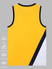 Andningsbar, snabbtorkande basketträningströja - Unisex, anpassningsbar laguniform med logotyp/namn/nummertryck, turneringsexklusiv t-shirt - Gul - Visa 3