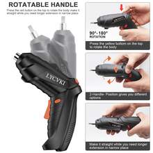 14pcs Electric Screwdriver Set, 90° Rotatable Foldable Hand Drill, Compact Handheld Cordless Screwdriver Power Drill, Home Repair Power Tool Set USB Rechargeable Portable Cordless Drill Set - Black - View 6