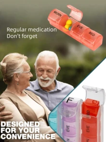 1pc 21 Compartment Colorful Pill Organizer Box, 1pc 14 Compartment Blue & Purple Pill Organizer Box - Portable, Large Capacity Pill Box, Durable Plastic, Easy To Use With Date And Time Labels - Great For Daily Medication Management - Multicolor - View 11