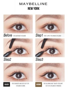 Maybelline LINE TATTOO CRAYON PEN #BLACK 0.4G/0.01OZ - HOT, Long-Lasting Waterproof Gel Eyeliner, Rich Pigment Deep-Set Eye Makeup, Ideal For Beginners to Use, 3-Step Bigger Eye Smrl, Creamy Texture Look-Pro - 棕色 - 查看 11