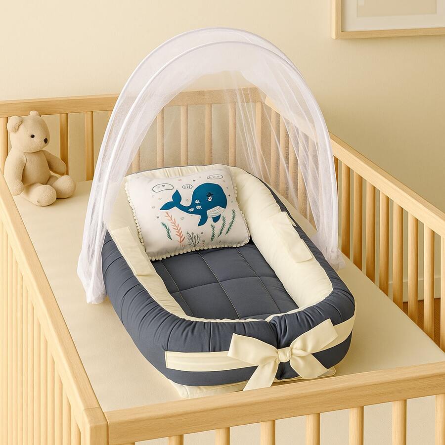 Baby Crib Reducer Nest With Mosquito Net Arch, Various Colors - TOPAZ - View 1