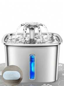 Máy làm mát nước tự động cho thú cưng 74,4oz/2,2L, Đài phun nước bằng thép không gỉ cho mèo có cửa sổ quan sát, Nguồn điện USB kèm bộ lọc thay thế, Thích hợp cho mèo và chó cỡ trung bình/nhỏ - Nhiều màu - Xem 1