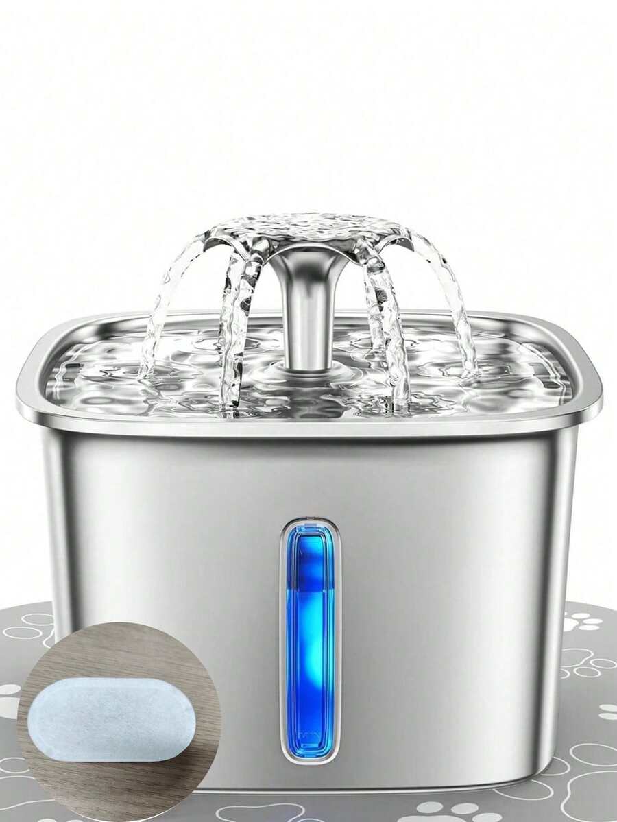 Máy làm mát nước tự động cho thú cưng 74,4oz/2,2L, Đài phun nước bằng thép không gỉ cho mèo có cửa sổ quan sát, Nguồn điện USB kèm bộ lọc thay thế, Thích hợp cho mèo và chó cỡ trung bình/nhỏ - Nhiều màu - Xem 1