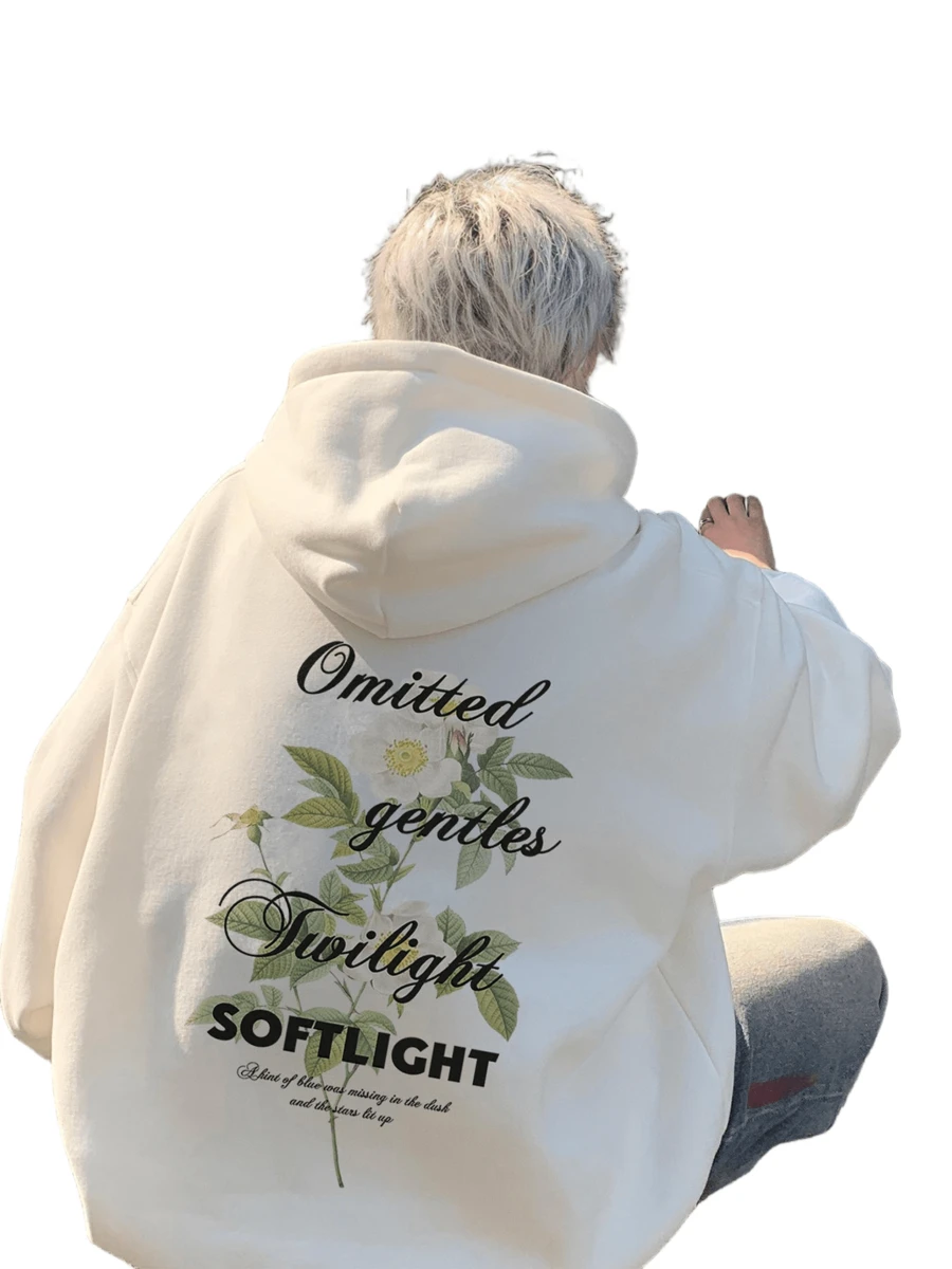 300g 100% Cotton T-Shirt, 2025 Women's Spring/Autumn Fashion, Printed Long Sleeve T-Shirt, Couple Style, Underwear/Outerwear, Office Casual, Round Neck, Long Sleeve, White Top - White - View 1