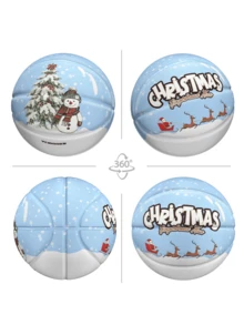 veidoorn 1 Pc Size 7 Standard Own Pattern Design Basketball, Christmas Collection,High-Quality Wearresistant Material,For Indoor And Outdoor Training, Unique Training Basketball,Best Gift For Boyfriend&Girlfriend - Christmas Snowman White and Blue - View 6