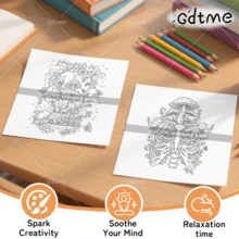 24-Page Adult Coloring Book With Bizarre Mushroom, Skull & Plant Patterns, Bold Designs, Cute & Comfortable, Christmas, New Year, Birthday, Party, Back To School Gift, 7.9*7.9in - Strange Mushroom - View 4