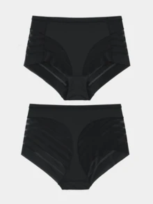 Slip senza cuciture donna in vita alta, slip da donna in marrone caffè, rosso, blu e rete trasparente, ad alta elasticità, per controllo addome, modellante