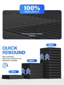 TMJD MISS 12pcs - 12x12x1/2 Inch Acoustic Treatment Wall Panels, For Recording Studio, Music Room, Gaming Space, Podcast, Soundproofing & Noise Absorption Material | Polyester Wedge Acoustic Foam | Double-Sided Adhesive - Multicolor - View 5