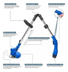 Wanse 1105W Desbrozadora Eléctrica Inalámbrica Portátil 12V, para Cortar Césped Ramas Maleza y Jardín, 2 Baterías, 1 Carga Rápida, Barra Ajustable, Cortadora De Césped - Tipo de Enchufe A USA (110-127V) - Ver 3
